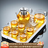唐丰功夫茶具套装家用客厅小套泡茶小茶台日式茶盘简易小茶具整套 春羡茶盘+天机玻璃壶套组