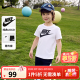 NIKE 3BRAND耐克男女童纯棉短袖T恤+短裤2件套装夏季新款儿童短袖套装 正黑色 130 /64 【建议身高116-122cm】