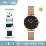 丹尼尔惠灵顿（DanielWellington）DW手表女 简约时尚欧美腕表石英女士手表 生日礼物送女友 28mm女表-黑盘玫瑰金钢带/DW217
