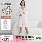 ubras【虞书欣同款】兔绒绒开襟家居服套装厚款女加绒睡衣冬季女 【长袖短裤套装】粉晨色 L