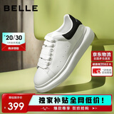 百丽厚底云朵小白鞋新款女商场撞色板鞋Z2U1DCM5 黑尾翼-经典款 36