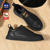 海澜之家HLA男鞋休闲皮鞋秋冬男士板鞋子男HAAXXM1EBF037 黑色低帮41