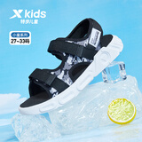 特步（XTEP）童鞋幼童男生夏日双搭扣凉鞋露趾透气沙滩鞋 黑 28