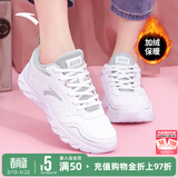 安踏运动鞋女鞋春季新款防水皮面跑步鞋休闲鞋百搭轻便软底减震小白鞋 【加绒棉鞋皮面同款】白色 37.5 (235mm)