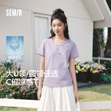 森马（Semir）短袖t恤女短款合体显瘦正肩内搭26夏凉感修身打底衫109326100001