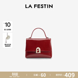 拉菲斯汀（La Festin）【何泓姗同款】塌塌手提女包2026新款包包单肩斜挎凯莉包生日礼物 能量红-中号 | 质感油蜡皮 | 赠礼品袋