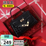 viney牛皮包包女包轻奢凯莉包斜挎手提单肩包生日礼物高级感送女友老婆