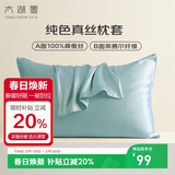 太湖雪纯色真丝枕套 100%桑蚕丝绸 单面真丝枕头套单只装琉璃蓝 48*74cm