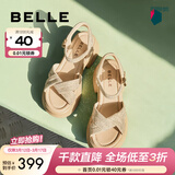 百丽（Belle）满钻条带繁星休闲凉鞋女商场款厚底凉鞋A9S2DBL4预售 杏色 35 (225mm)