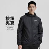 耐克NIKE男春秋轻盈梭织连帽夹克 防风拒水 运动休闲BV4871-010黑色M