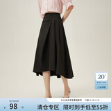范思蓝恩法式不规则a字半身裙女中长款设计感气质百褶裙24FS12104 黑色 XS