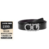 菲拉格慕（Ferragamo）腰带男士商务双面板扣皮带牛皮 3.5CM宽 圣诞礼物 送男友礼盒装 黑色679535-644557