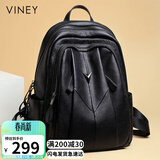 viney牛皮双肩包女大容量旅行背包学生书包高颜值电脑包生日礼物送女友