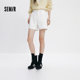 森马（Semir）森柔|牛仔裤女夏季做旧半松紧腰短裤复古潮流直筒裤103325122001