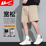 回力短裤夏季男外穿五分裤潮流裤子男宽松运动休闲速干男裤卡其3XL