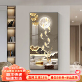 墨派（Mopai）玄关装饰画竖版现代简约走廊过道背景墙壁画入户轻奢挂画免打孔 财鹿望月 80*160cm晶瓷+铝合金边框