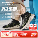Skechers斯凯奇儿童秋冬休闲男女童二棉鞋轻质加绒保暖靴405222L/302583L 男童/黑色/绿色/BKGR 32
