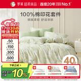 罗莱家纺100%纯棉床上三件套 公主风床单被套单人套件 150*215cm