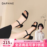 达芙妮高跟凉鞋女款夏季2026新款气质仙女粗跟一字带凉鞋外穿百搭鞋子女 黑色【后空款-跟高6cm】 37
