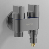 科固（KEGOO）洗衣机水龙头一进二出双头分水器角阀4分专用自动止水铜阀芯K6083