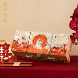 锦贝传说螺钿漆器首饰盒高档首饰盒项链戒指手镯盒国潮结婚七夕情人节礼物 国潮九色鹿三开首饰盒【经典款】