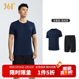 361°跑步运动套装男休闲健身宽松短袖短裤夏季男两件套652414001H-2