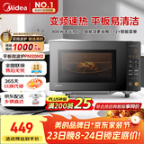 美的（Midea）家用变频微波炉平板式易清洁 800W微波速热 一键智能菜单 钻石背板 微晶面板加热20L（PM20M2）