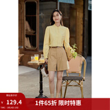 茵曼（INMAN）法式立领荷叶边泡泡袖衬衫衬衣18236304 阳光黄 M