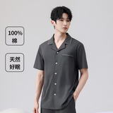 雅鹿纯棉睡衣男春秋季短袖短裤2026新款春天男士家居服套装大码可外穿 NSWJH-深灰 【100%新疆棉7A抗菌】 XL 【建议体重120-140斤】