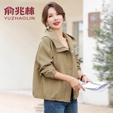 俞兆林（YUZHAOLIN） 中老年女装妈妈春装新款中年连帽风衣女外套春秋季休闲夹克上衣 卡其色 4XL (建议130-140斤）