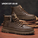 意尔康男棉鞋英伦风马丁靴男休闲高帮板鞋复古时尚工装靴潮流厚底鞋子男