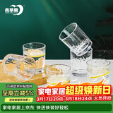 青苹果耐热玻璃水杯咖啡杯220ml6只 家用冰川锤纹茶杯洋酒杯啤酒杯
