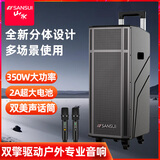 山水（SANSUI）T210 双10吋广场舞音响户外音响k歌专用大功率演出级移动蓝牙拉杆音响带双话筒吉他民谣乐器音箱