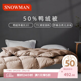 斯诺曼抑菌抗静电防绒羽绒被芯加厚鸭绒被 厚冬被子2.2*2.4m充1.5kg卡其