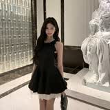 南木熊 连衣裙女千金风小黑裙洋装夏季生日小礼裙高级感无袖背心礼服裙 黑色 千金连衣裙 S 【90-100斤】