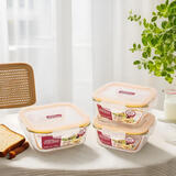 乐扣乐扣（LOCK&LOCK）耐热玻璃保鲜盒微波炉饭盒上班族便当盒水果饭菜保鲜碗三件套