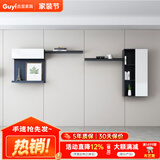 古宜 电视柜 伸缩电视柜茶几组合客厅背景墙柜子家具烤漆北欧电视机柜 【吊柜B】黑色