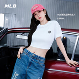 MLB短袖男女情侣纯色简约休闲圆领T恤运动短t百搭3ATSB0253-50WHS-S