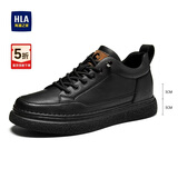 海澜之家HLA男鞋休闲鞋子板鞋春夏皮鞋子男HAAXXM1EBF061 黑色增高40