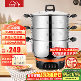 惠当家（Hui Dang Jia）电蒸锅电锅多功能电热锅电炒锅家用无涂层电蒸锅一体电煮锅加厚304不锈钢电火锅G08-32双