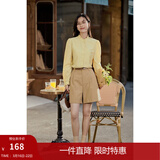 茵曼（INMAN）法式立领荷叶边泡泡袖衬衫衬衣18236304 阳光黄 M