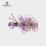 奢蔻（Cercoo）绣蝶花语系列发夹横夹发饰盘发夹子优雅百搭高级刺绣头花头饰发卡