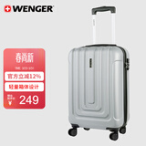 威戈行李箱20英寸拉杆箱登机箱万向轮商务旅行箱密码箱银色