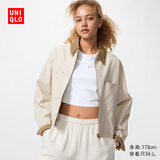 优衣库女装休闲拉链短茄克/外套巴恩风翻领时尚夹克479208 30 浅米色 3XL /170/108C