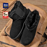 海澜之家HLA雪地靴加绒保暖舒适毛靴棉靴男HAAXXM4ABi0518 黑色42