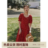 独束大码女装法式小翻领连衣裙女夏季新款遮肉显瘦雪纺裙子 方领 M （尺码：1）