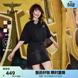 BOY LONDON【满天星】春夏男女同款短袖渐变烫钻印花时尚T恤N01107 黑色 XS