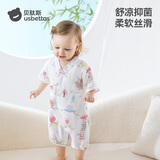 贝肽斯婴儿衣服夏季连体衣短袖竹棉纱布新生幼儿宝宝哈衣爬服睡衣