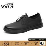 VOLO犀牛男款商务休闲皮鞋男士透气真皮板鞋软底正装皮鞋 黑色 40