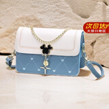 BLACKKISS包包女包新款斜挎包小方包单肩包女友情人节生日礼物送女朋友老婆 蓝拼白（优质版本）